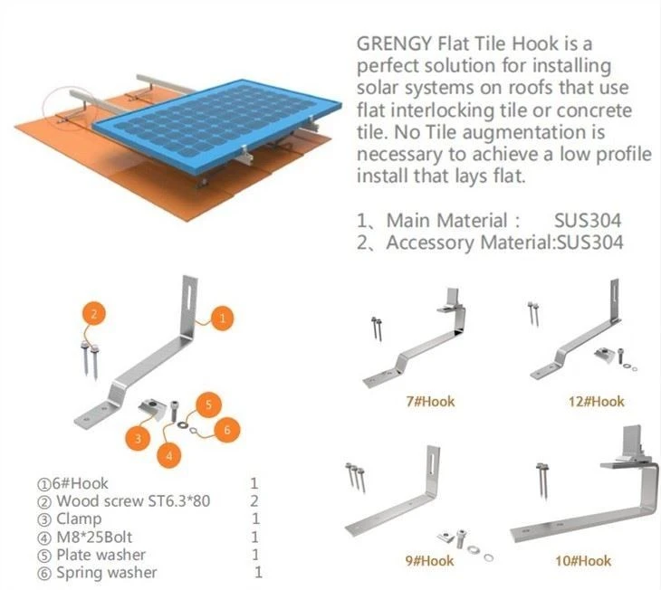 flat tile roof solar panel racking-system