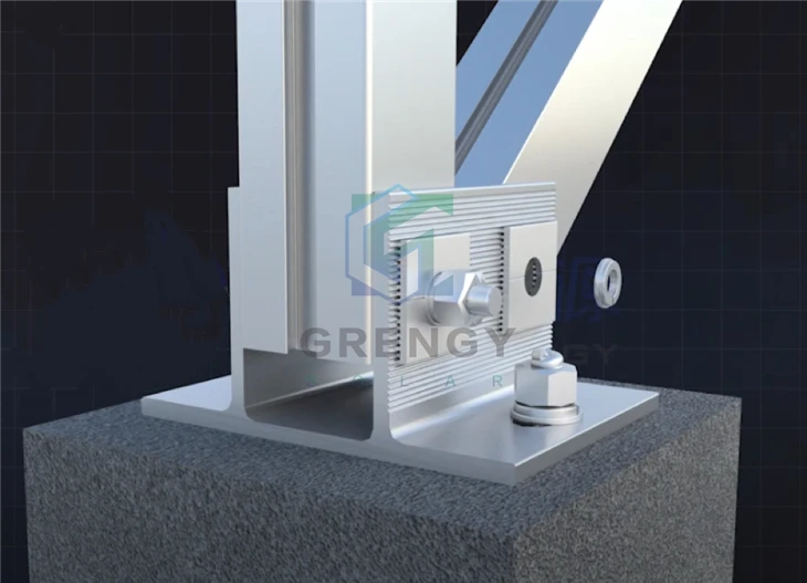 Solar Mounting Structure For Flat Rooftop Concrete Base