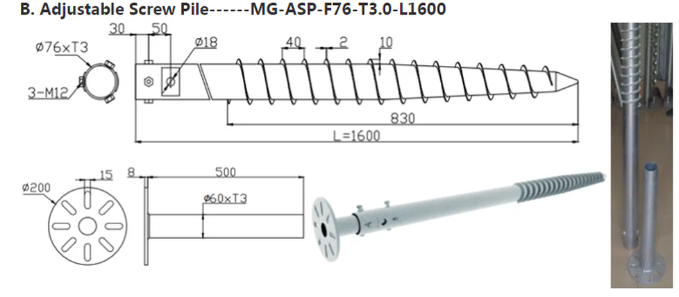 adjustable Ground Screw Pile adjustable Ground Screw Pile