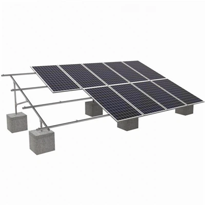 Saulės antžeminės montavimo sistemos su betoniniu pamatu
